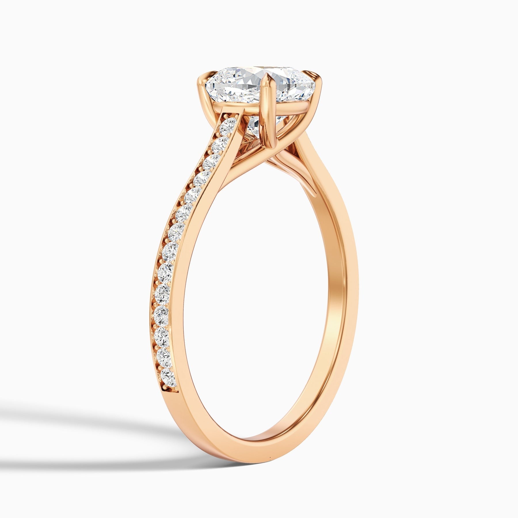 Amour Cushion Cut Side Stone Pave Lab Grown Engagement Ring